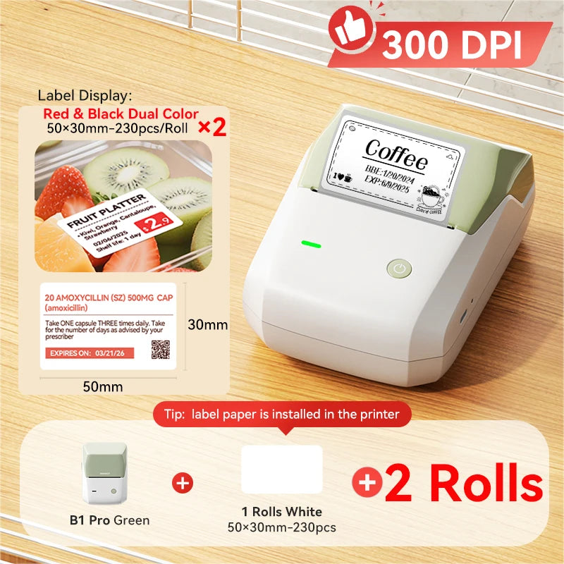 Niimbot B1 Pro Label Printer 300 DPI High-definition Red Black Color Printing Self-adhesive Photo Printing for Business Home
