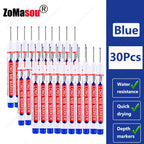 1-90Pcs Waterproof White Long Head Markers Pen 2cm Woodworking Deep Hole Marker Pens Metal Carpenter Black/Red/Blue/Green Ink