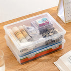 Plastic Document Organizer Organized Clear Square Shape Storage Box Organizing Box With Buckles Certificate File Storage Case