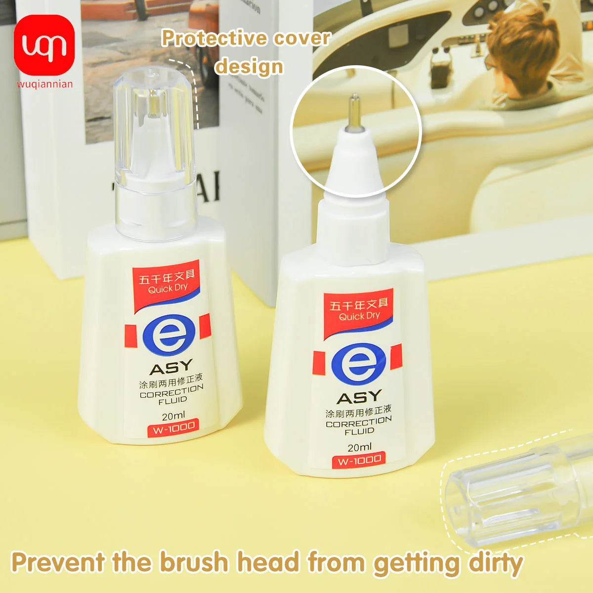WQN Quick-Dry Correction Fluid, 20ml, White And Easy To Apply, Shortened Drying Time, Available In Packs Of 1/3/6PCS