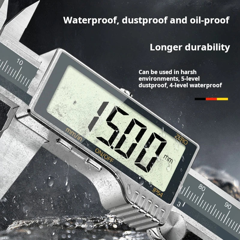 All-Metal IP54 Electronic Digital Display Vernier Calipers 0-150/200/300mm Stainless Steel HD Full Screen Caliper Measuring Tool