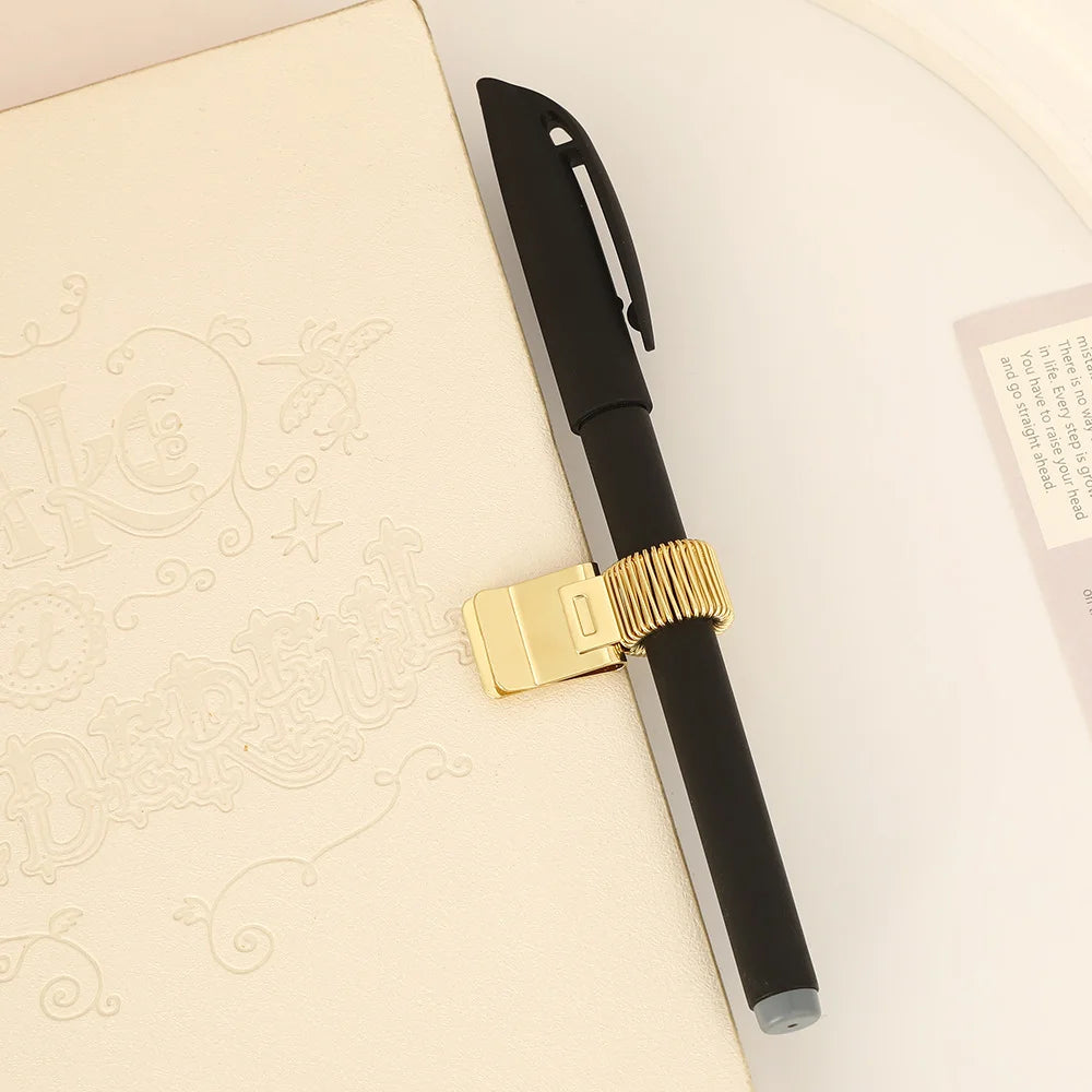 1pcs Metal Pen Clip with Spring Securely Holds Notebook Paper Minimalist Desktop Organizer Ideal for School and Office Use