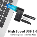 3 in 1 USB HUB 180° Rotatable USB 2.0 HUB 3 Port Multiple USB Splitter Expander For Computer Laptop MacBook U Disk Data Transfer