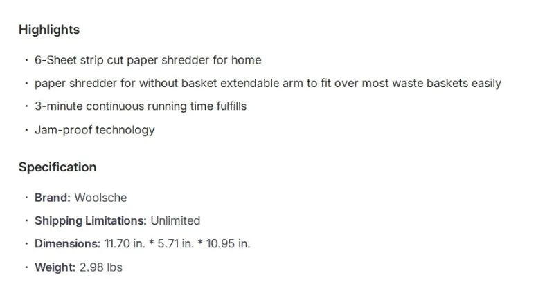 Manual Paper Shredder, Portable Hand Crank Strip Cut Shredder Holds Up To 6 Sheets for Home Office Document Disposal,Portable Shredder Extendable Arm Design with Overheat Protection for Home Office