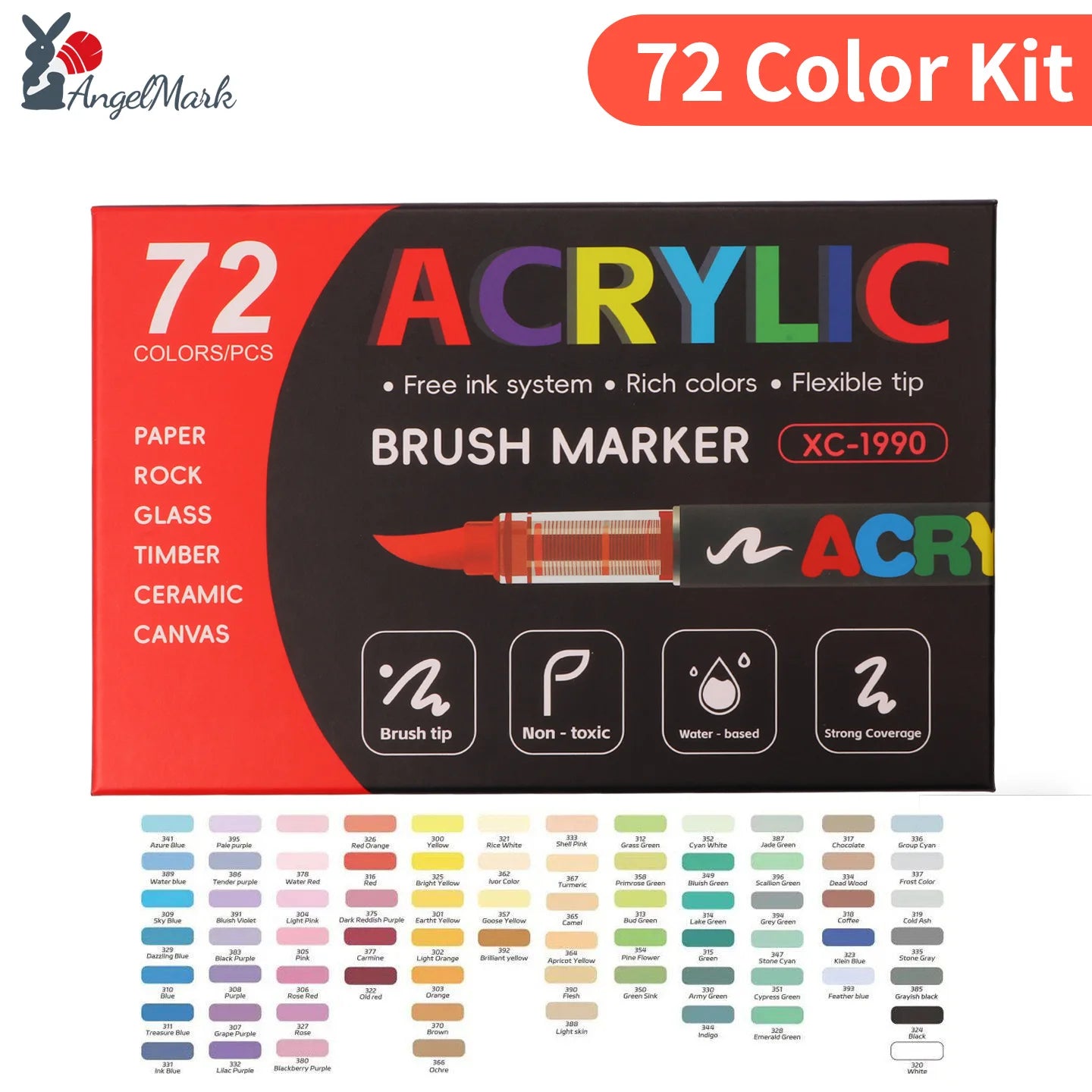 12-168 Colors Acrylic Paint Pen Marker Brush Tip Paint Marker For Rock Painting Wood Canvas Stone Christmas Gift DIY Craft