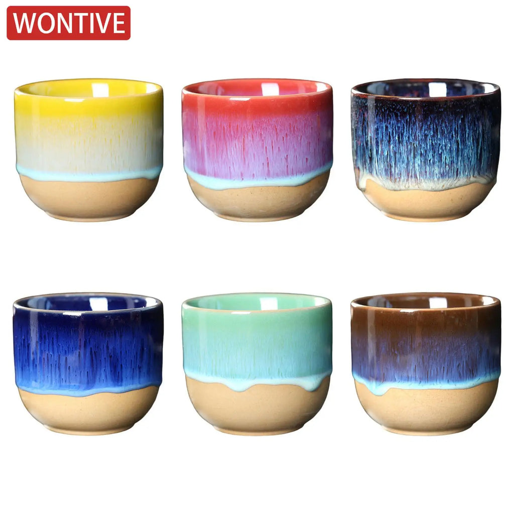 Kiln Change China Ceramic Tea Cup Pottery Jianzhan Drinkware  Temmoku Glaze Porcelain Kung Fu Cups Set for Water Latte Milk