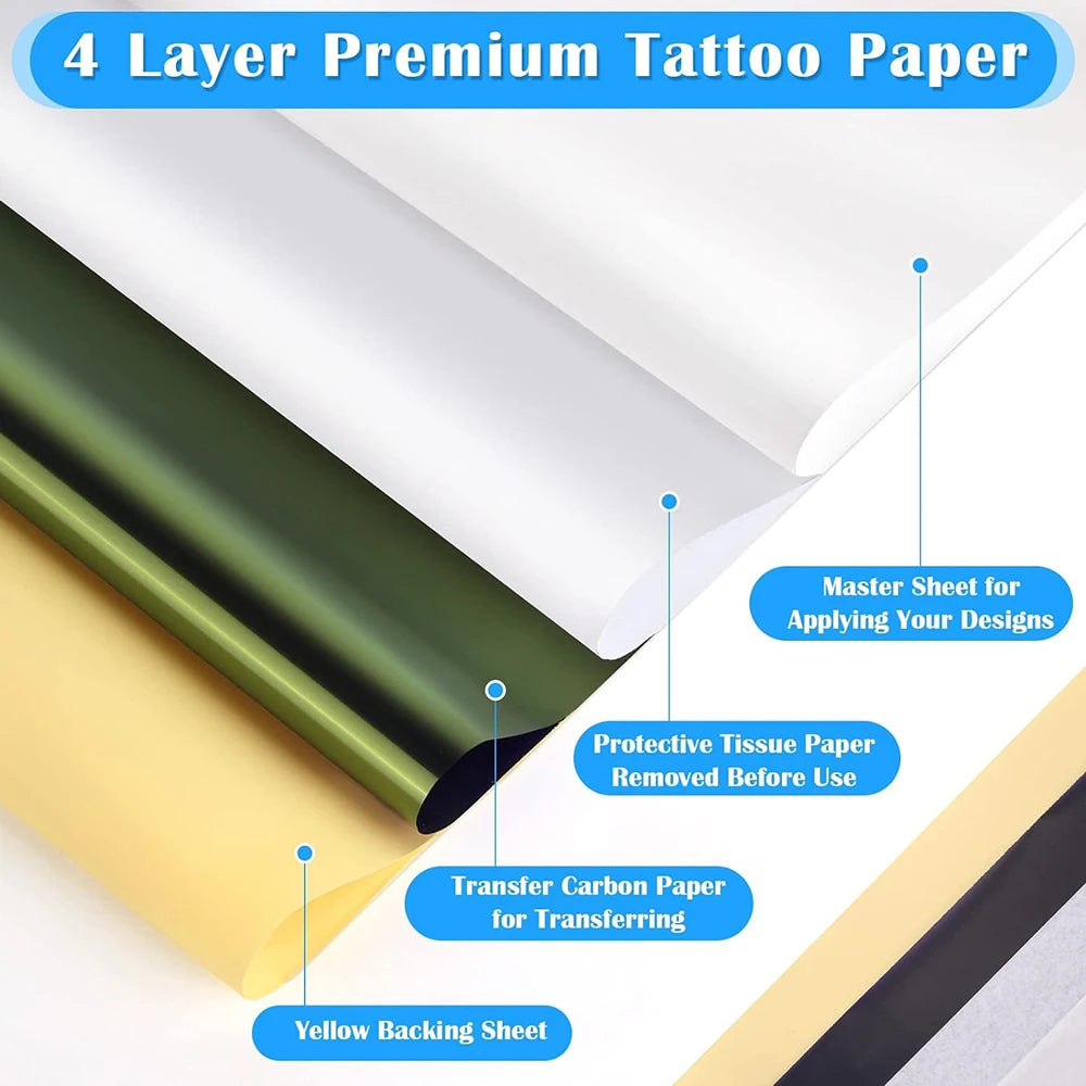 200-5PCS Tattoo Transfer Paper A4 Size Carbon Thermal Stencil Papers Tattoo Tracing Copier Paper for Printer Tattoo Accessories