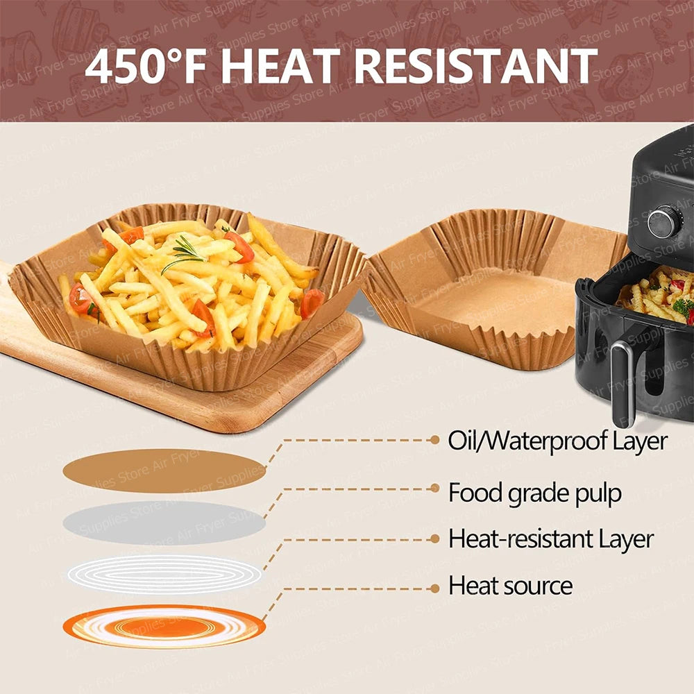 Air Fryer Baking Paper Square Air Fryer Parchment Paper Liners for Ninja/Cosori/Instant Pot 3-12L Airfryer Kitchen Accessories