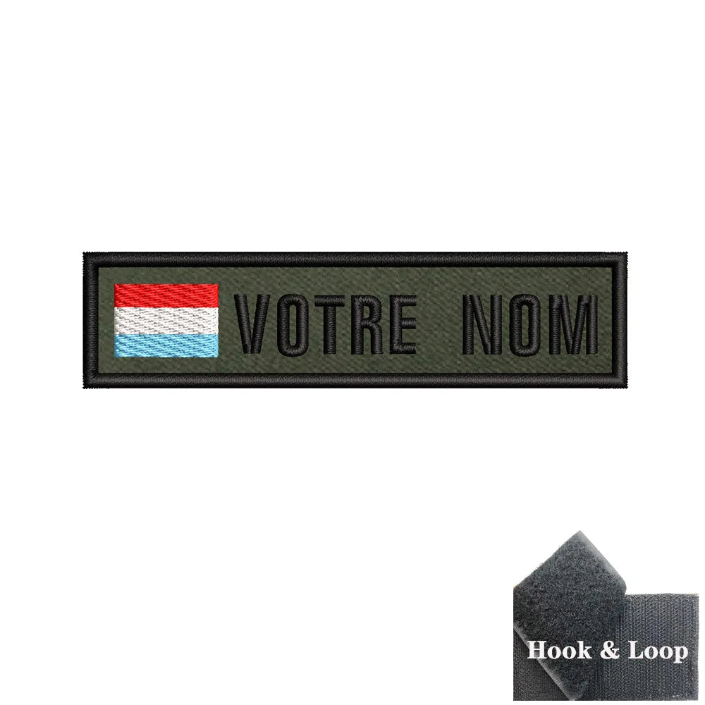 1PC 10cmX2.5cm Custom Name Flag Patch Stripes Badge Iron On Or Hook Loop Armband Germany Luxembourg Armenia Serbia green