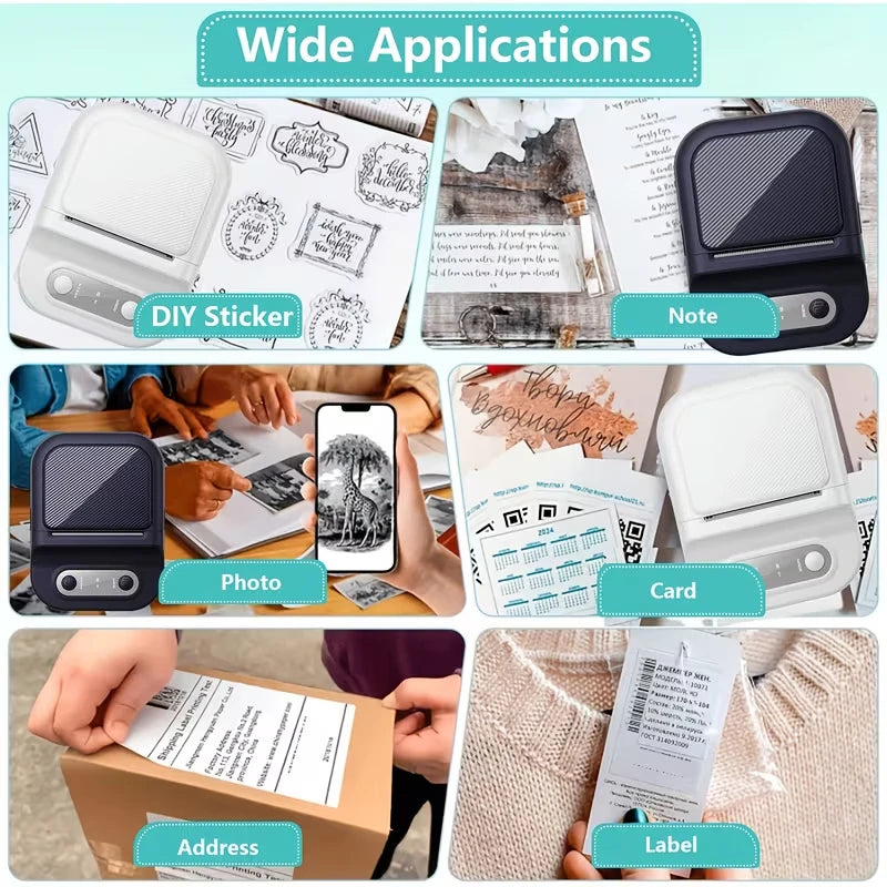 Mini Portable Thermal Printer 12-57mm Self-adhesive Label Printer Inkless Bluetooth Sticker Printing Machine like B21 Printer