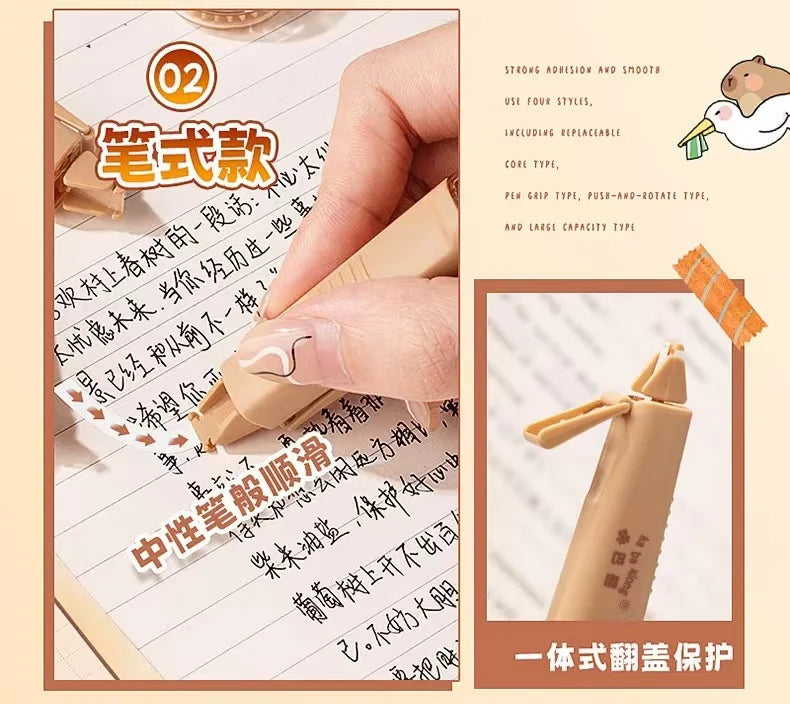 kawaii Aesthetic stationery back to school supplies capybara correction tape corrector school accessories equipment Cute things