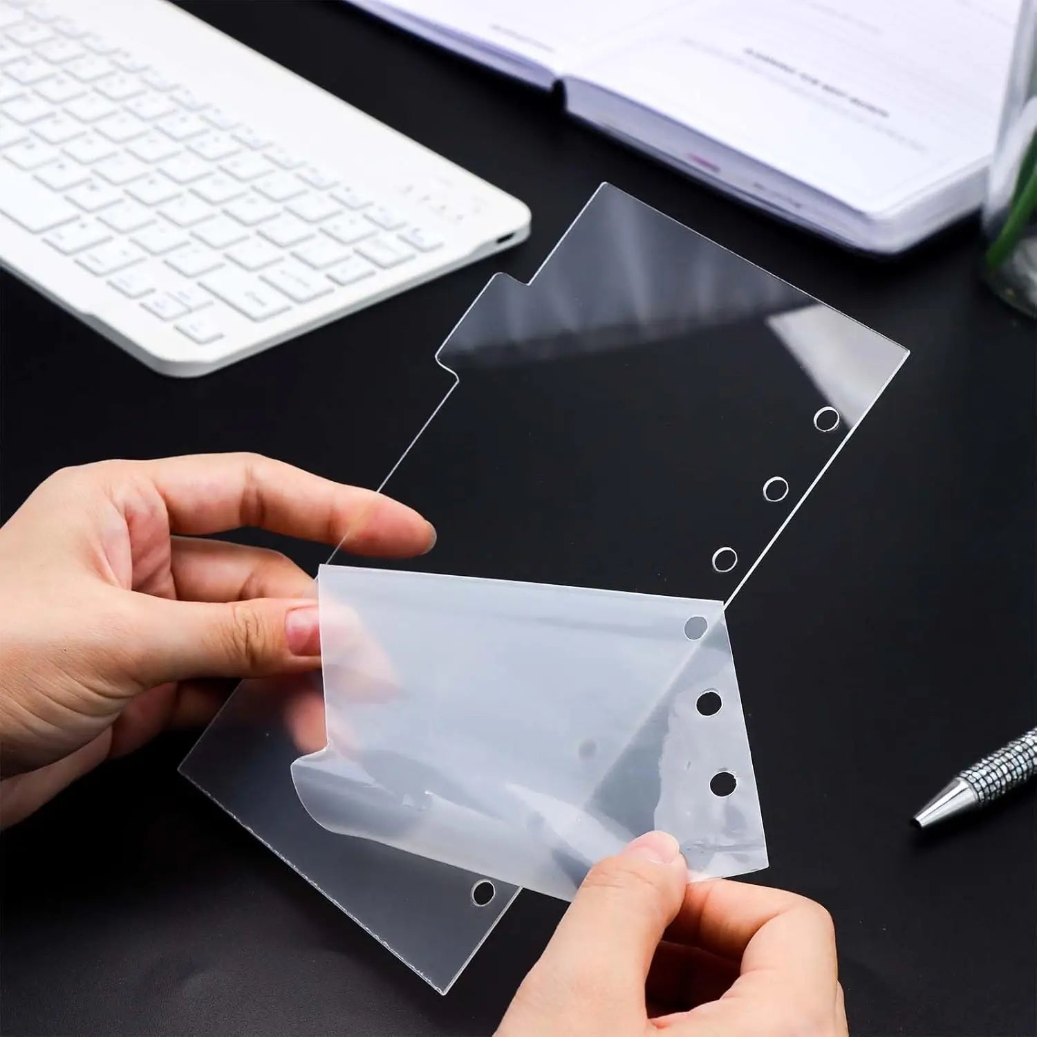 A5/A6/A7 Binder Dividers Planner Insets 6 Tabs Clear Thick Acrylic Index Divider/Cover  Refillable Page Protectors for 6 Ring