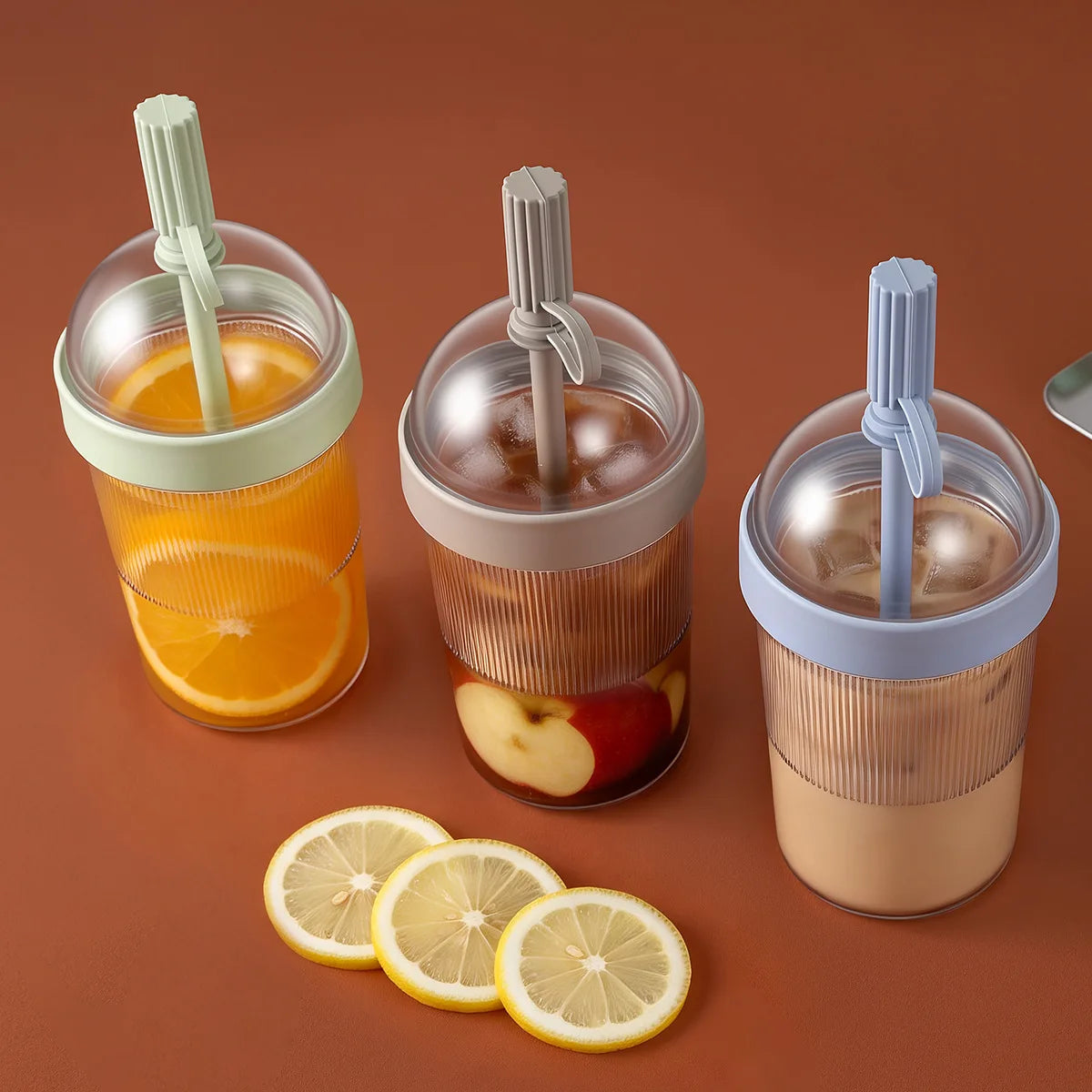 Coffee Cups With Lids Reusable 17oz Drinkware With Lid And Straw Cold Drink Tumbler For Women Men Travelers Home Office Travel