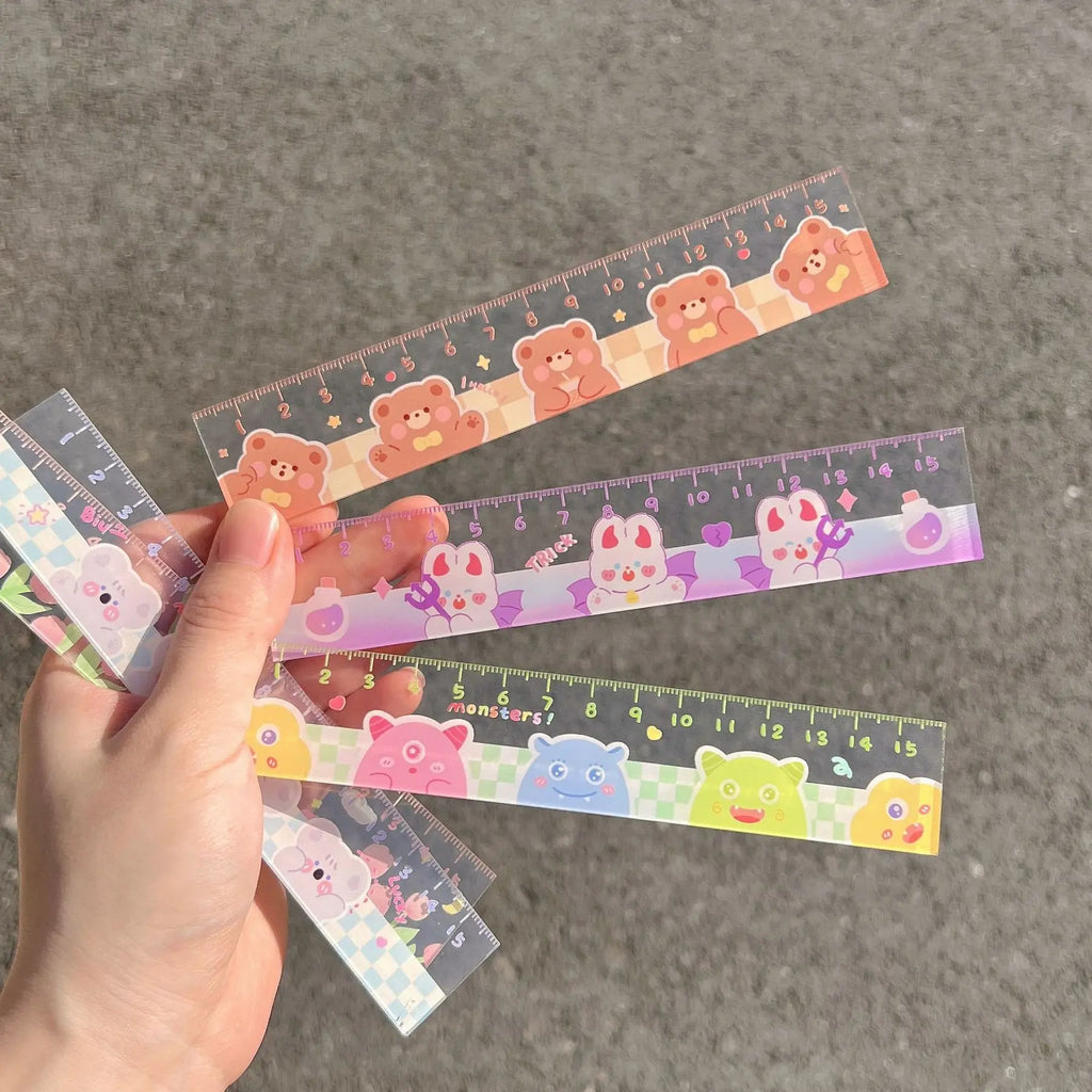 1 Piece Lytwtw's Cute Animals Straight Kawaii Christmas Ruler Tools Stationery Cartoon Drawing Office School Measuring