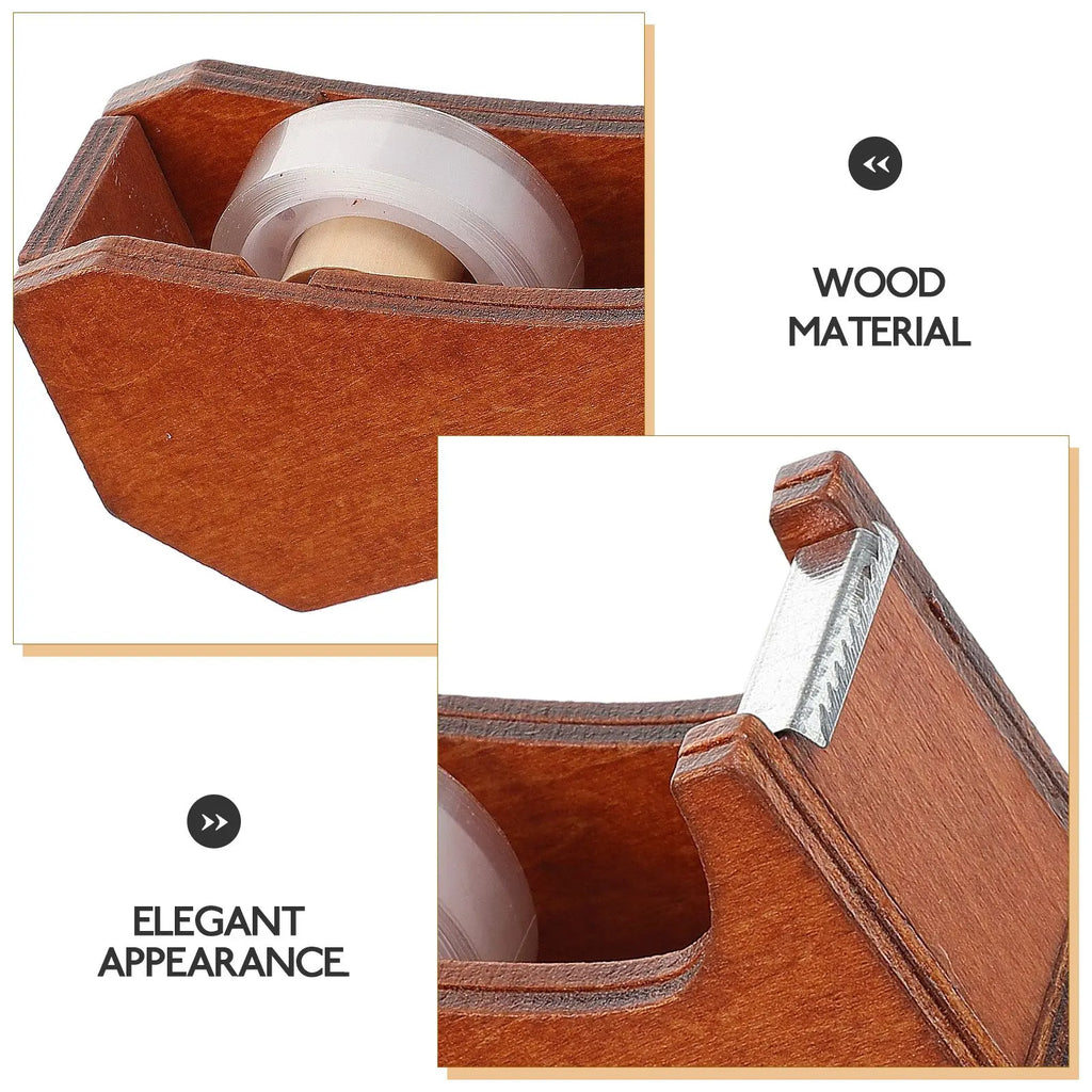 3D Animal Shaped Wooden Tape Dispenser Desktop Office Supplies Portable Stationery Hardware Holder For Cutters Vintage Style