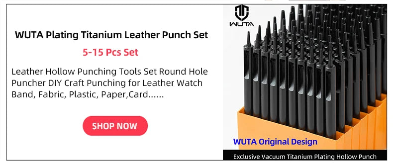 WUTA 1PC Leather Punching Tool Round Hole Hollow Puncher Black Titanium Plated Anti-rust DIY Craft Tool for Belt,Watch Band