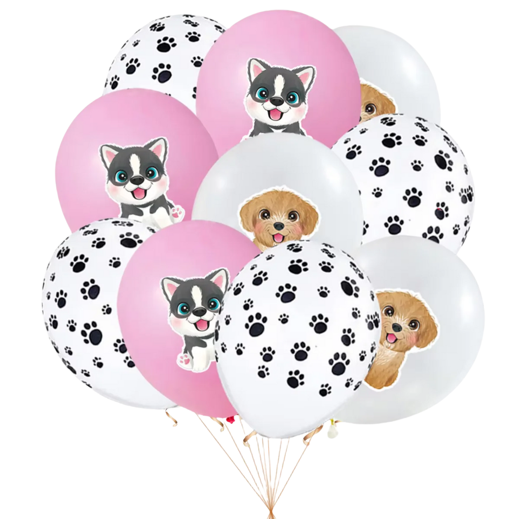 Pink Dog Paw Birthday Party Decor Disposable Tableware Gift Bag Backdrop Cake Topper Banner Plate for Kid Girl Party Supplie Set