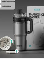 1200ML Extra Large Ceramic Tumbler Drinkware Stainless Steel Water Bottle Insulated Vacuum Flask Straw & Handle Leakproof