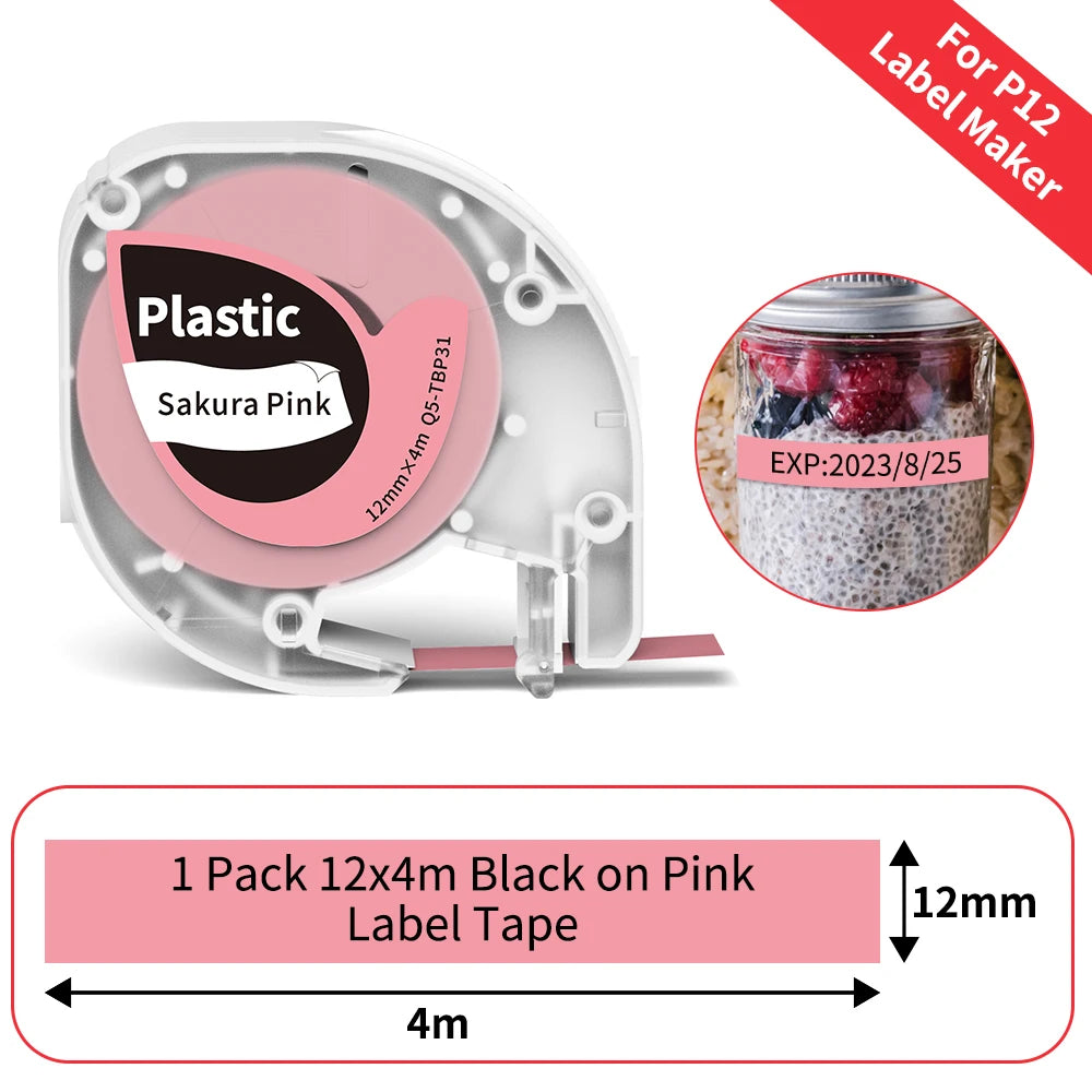 P12 Mini Label Maker Machine with Tape Bluetooth Label Printer Handheld Sticker Multiple Templates Font Inkless Sticker Maker
