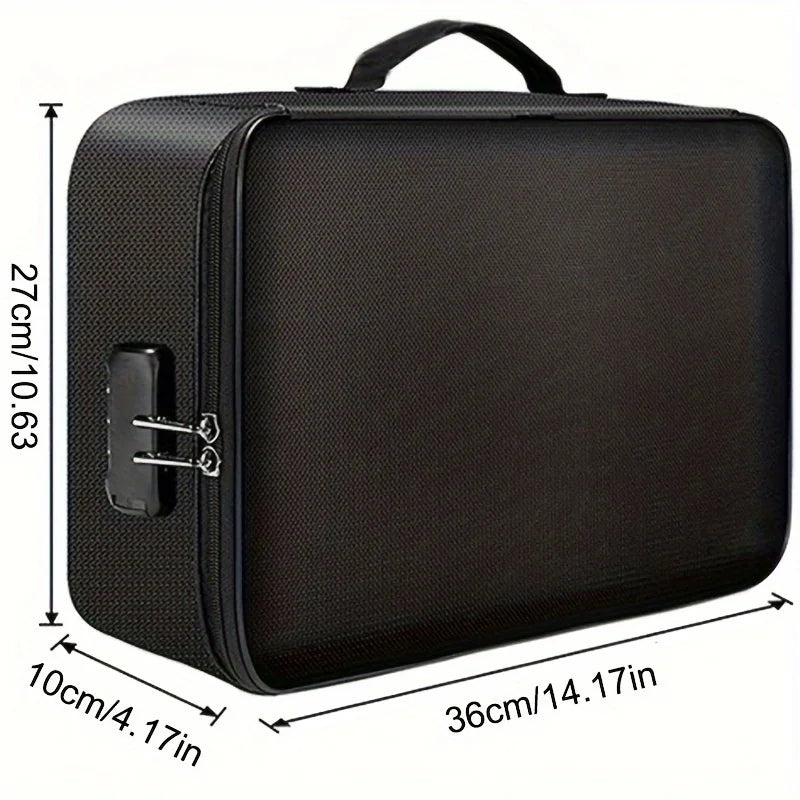 1pc Fireproof & Waterproof File Organizer with Combination Lock - 3-Layer Portable Document Storage Box for Laptop, Certificates