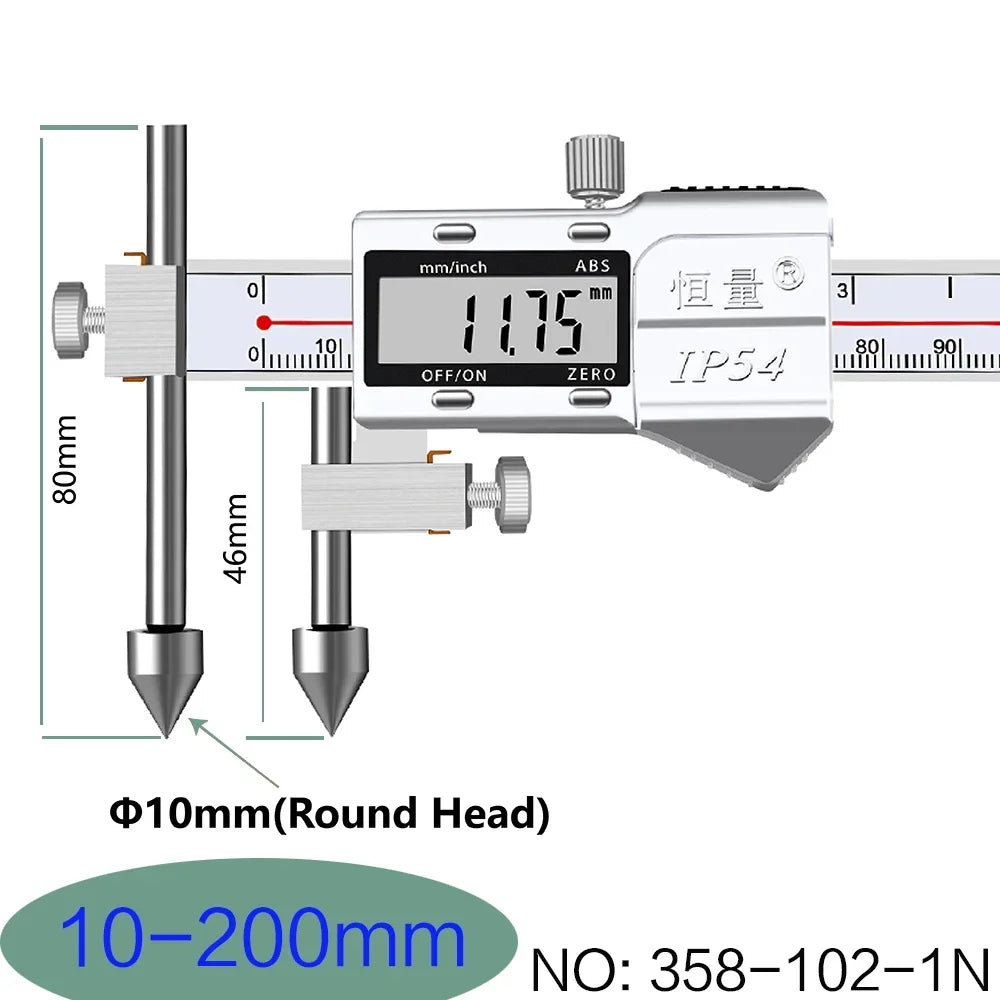 Round Hole Center Distance Digital Caliper 10mm 20mm Cone Probe Measuring Hole Center Distance Hole Distance Center Line Caliper