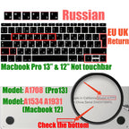 Russian Layout MacBook Pro Keyboard Cover 14" 16" M4 M3 M2 M1 Pro, MacBook Air 15" 13.6" M3 M2 Silicone Skin, US/EU Version