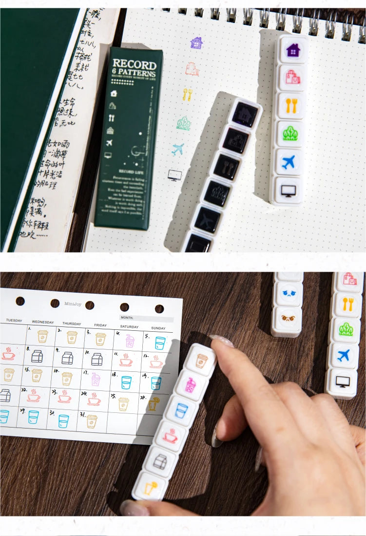 TIANZI 6 Pcs Cartoon Color Teacher Seals Commendation Award Seal Evaluation Stamp Stationery Scrapbook Supplies for Classroom
