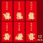 12-Pack 2026 Year of the Horse Chinese New Year Lucky Money Envelopes, Cartoon Red Packet for Spring Festival