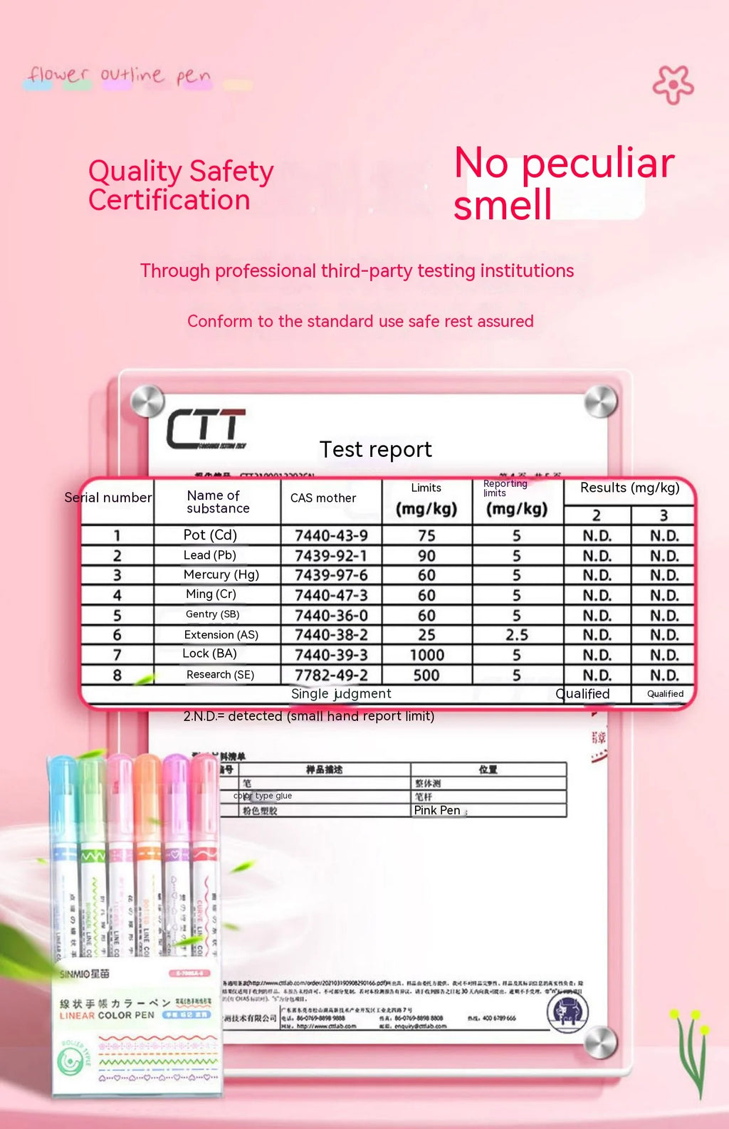 Kawaii Flowers Line Shaped Highlighter Pens, Roller Tip, Curve Liner, Marker for Writing, Journaling,Drawing Stationery, 6Pc Set