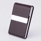 Business Card Holder Case - Slim PU Leather Metal Pocket Card Holder with Magnetic Shut, Name Card Holder