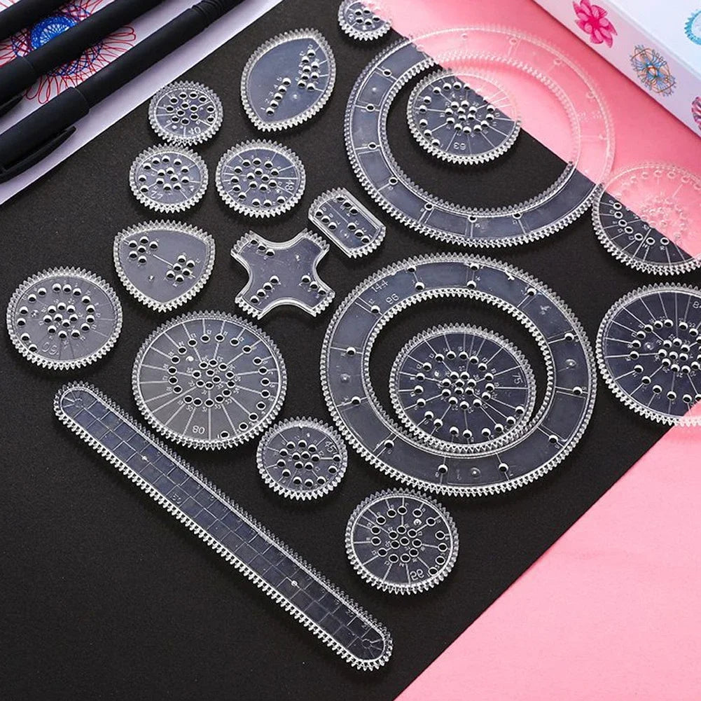 22pcs Spirograph Ruler Set Geometric Ruler Mathematical Roulette Drawing Tools Learning Painting Creative Educational Art Tool