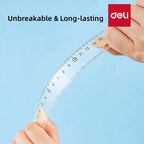 DELI Transparent Geometry Set 4 PCS Math Drawing Tools with Ruler Protractor Triangle Easy Read Measurement for Students School
