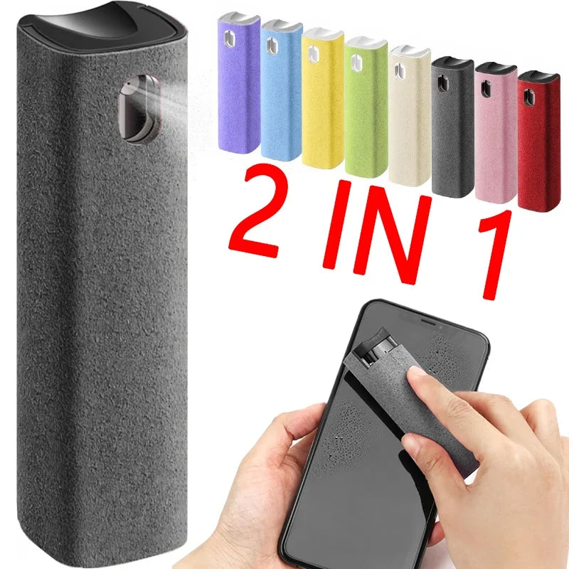 2-In-1 Soft Microfiber Polishing Cloth Screen Cleaner Spray Mini Cleaner Spray For Tablet Phone Glasses Computer Screen Cleanier