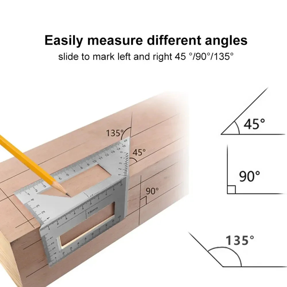 Multifunction T-Type Woodworking Gauge Ruler 45 90 Degree Measurement Tool Carpentry Scribe Mark Line Measuring