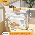 Desk File Organizer Mesh 5-Tier, Hanging Wall Mount Document Organization Stand, Desktop Vertical Mail Paper Folder Holder Rack