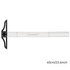 Metric & Imperial Scales Aluminum Alloy Angle Triangle Ruler 45cm T Square Acrylic Ruler Measuring Tool Set for Carpentry