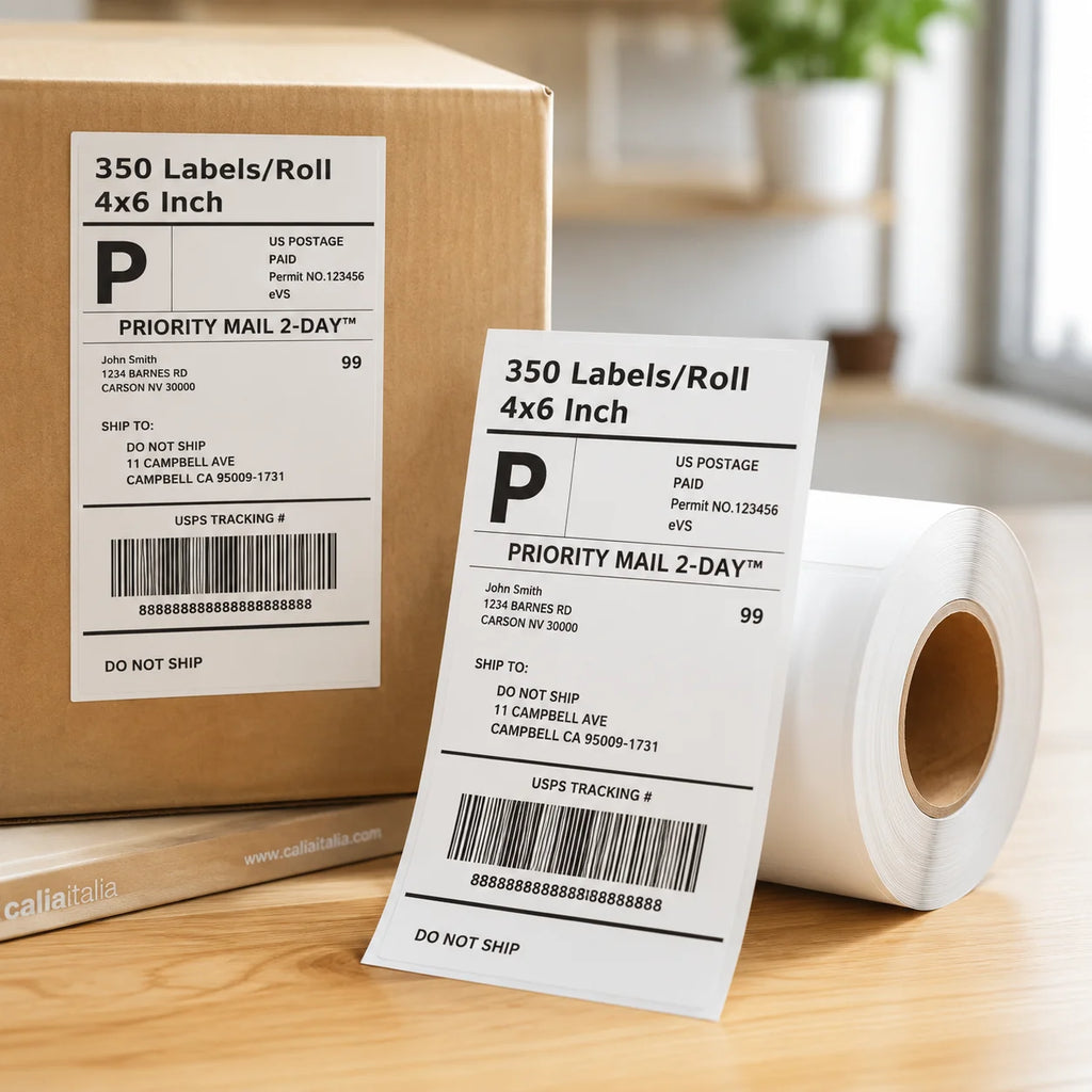 350Pcs/Roll 100×150mm 4×6 Inch Direct Thermal Shipping Stickers, Heavy Duty Self Adhesive Commercial Mailing Address Labels