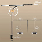 LED Desk Lamp Eye-Caring Desk Light with Stepless Dimming Adjustable Flexible Gooseneck with Clamp for Reading Study Workbench