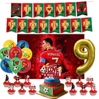 Football Player Theme Party Decoration Soccer Cr&7 Superstar Party Supplies Plate Cup Balloon Banner Paper Backdrop Party Gift