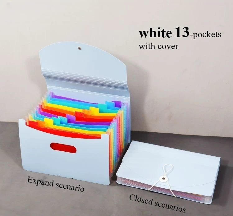Large Capacity 13/25/37 Pockets A4 Accordion File Organizer w/Cover Handheld Document Folder Colorful Storage for School Office