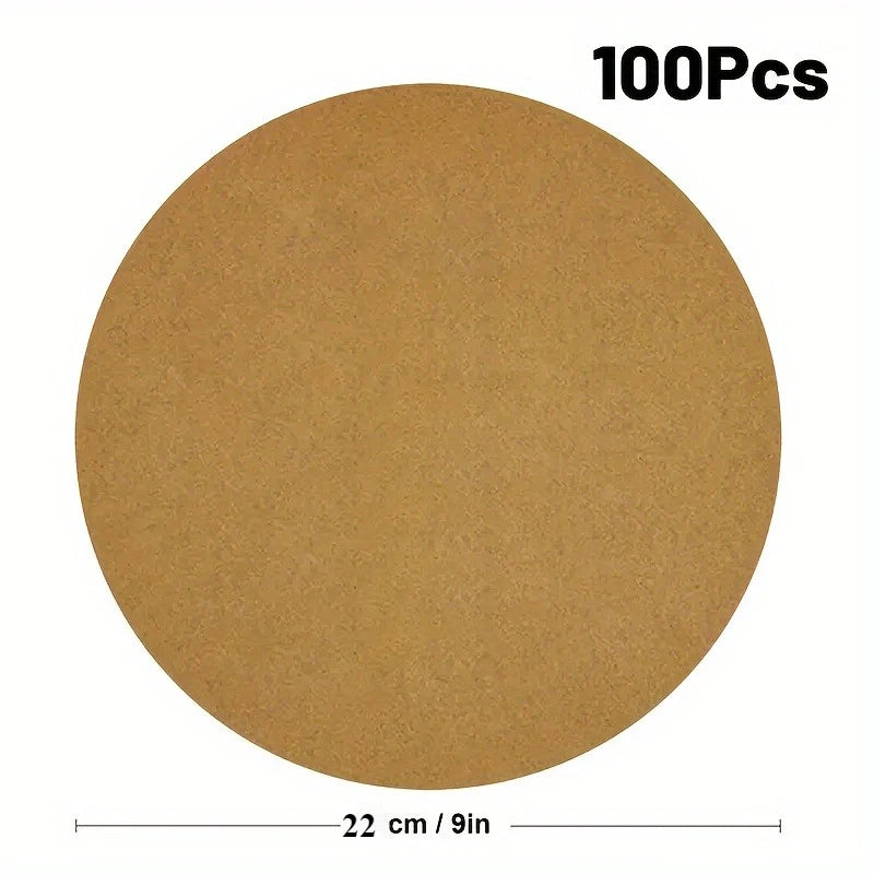 100pcs Round Parchment Papers (6''/8''/9'')  Non-Stick Precut Cake Pan Parchment Liners, For Baking Steaming Air Fryer