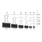 10PCS Metal Paper Clip 19 25 32 41 51mm Foldback Metal Binder Clips Black Grip Clamps Paper Document Office School Stationery