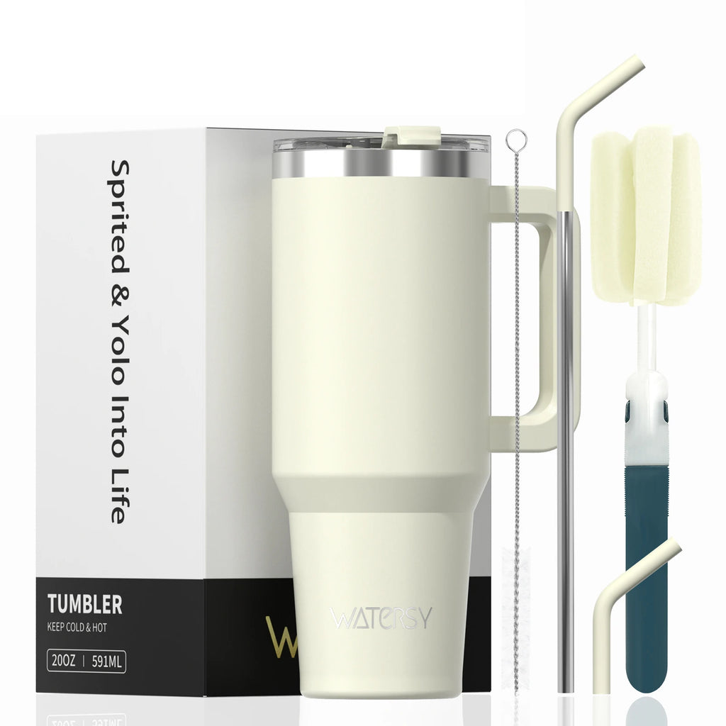 WATERSY Large Capacity 30/40oz Stainless Steel Tumbler with Handle And Straw Double Vacuum Insulated Thermal Coffee Mug