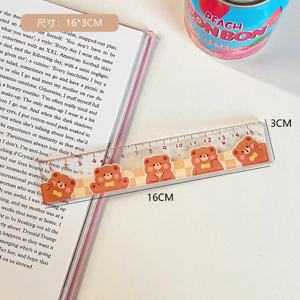 1 Piece Lytwtw's Cute Animals Straight Kawaii Christmas Ruler Tools Stationery Cartoon Drawing Office School Measuring