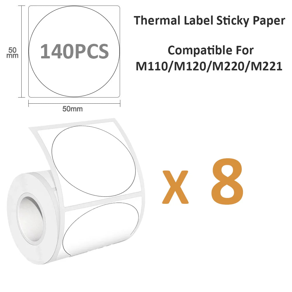 50x50mm Waterproof Thermal Stickers Compatible M110 Printer, Fade-Resistant Address Labels for Shipping & Retail Shelf Tags