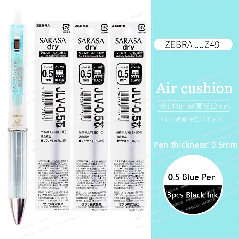 ZEBRA SARASA Dry airfitgrip Gel Pen 0.5/0.4mm Black Core Quick-Drying Smooth Writing Stylos boligrafo gel Stationery for school