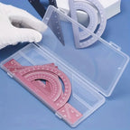 4pcs Metal Drafting Set With Storage Box Students Measure Ruler Set Multi-Function Set School Office Supplies Gift for Student