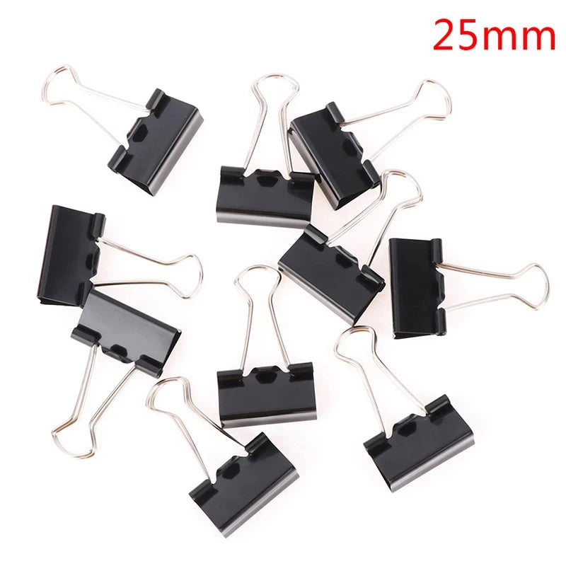 10/20/30/40/50Pcs Black Metal Binder Clips 25mm/ 32mm Notes Letter Paper Clip Office Supplies Binding Securing