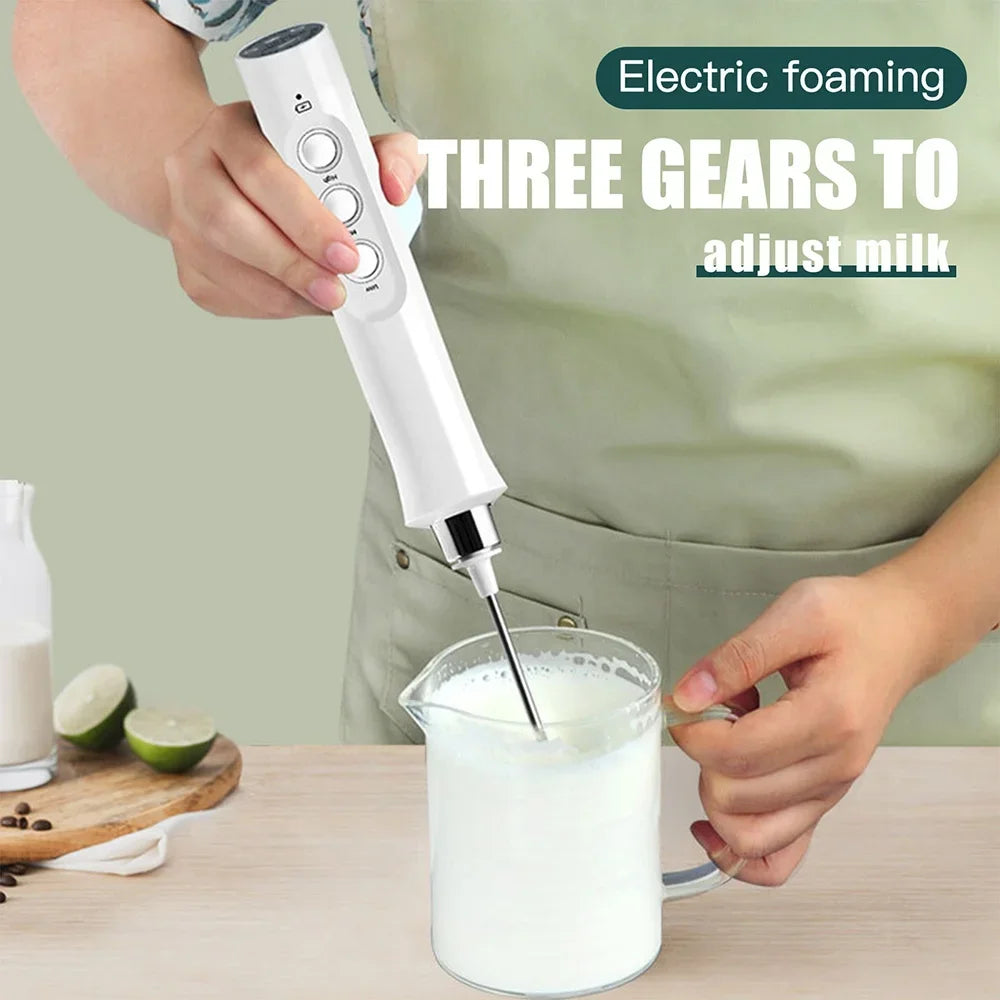 Handheld Electric Milk Frother USB Wireless Egg Beater Kitchen Mixer Coffee Whisk Blender Tool for Home Use