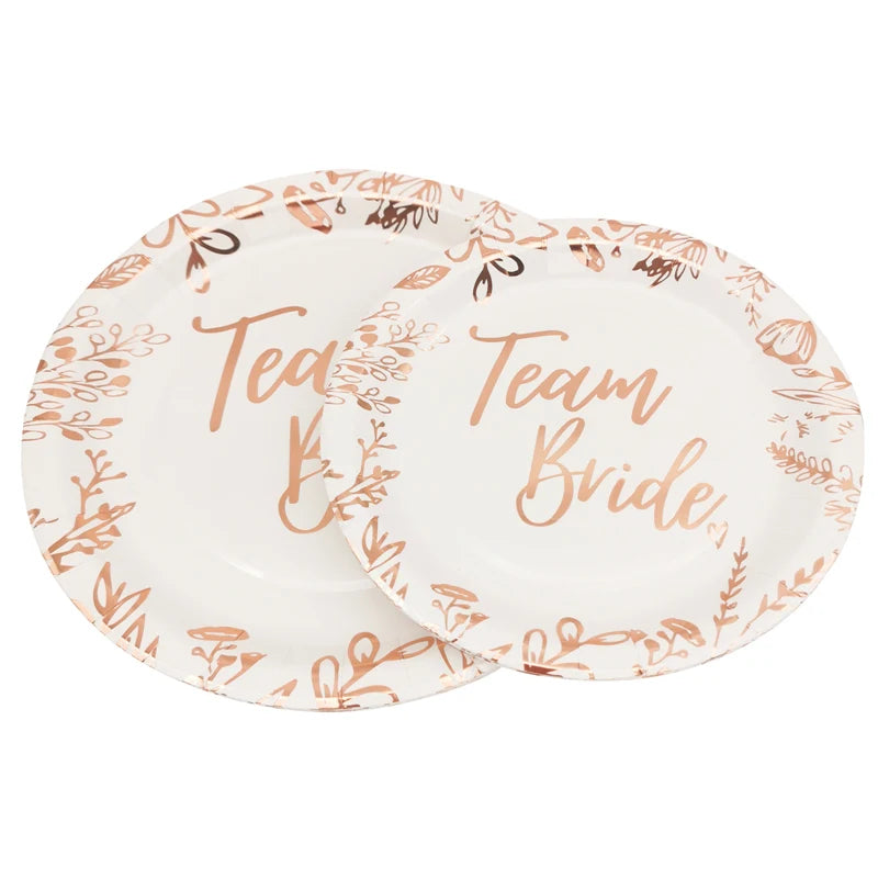 1Bag Team Bride Disposable Tableware Paper Plates Cup Wedding Bridal Shower Hen Night Bachelorette Engagement Party Decoration